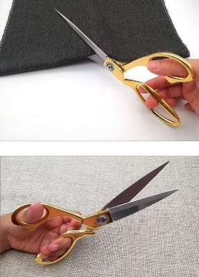 Picture of ...Stainless Steel Sharp Tailor Scissors for Clothing Dressmaking Shears Fabric Craft Cutting Adjustable Kitchen Scissors, Gold (9.'') - Gold Silver Mix