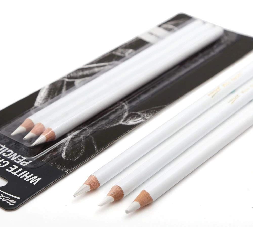 Picture of 3 PCS White Charcoal Pencils, Highlight Sketch White Pencil charcoal for Artists White Charcoal Sketch Pencils White Sketch Pencils Set, White Drawing Pencils for Artists Beginner Student Designer - White