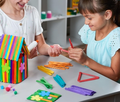 Picture of 50 pcs Colored Popsicle Sticks for Crafts, 4.5 Inch Colored Wooden Craft Sticks, Ice Cream Sticks, Rainbow Popsicle Sticks, Great for DIY Craft Creative Designs and Children Education - Multicolor