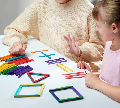 Picture of 50 pcs Colored Popsicle Sticks for Crafts, 4.5 Inch Colored Wooden Craft Sticks, Ice Cream Sticks, Rainbow Popsicle Sticks, Great for DIY Craft Creative Designs and Children Education - Multicolor