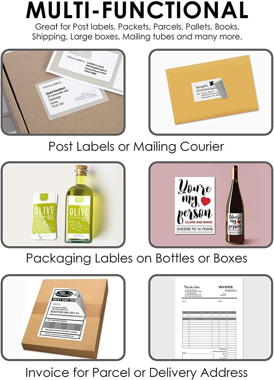 Picture of A4 Sticker Paper, 10 Sheets, White Matte Paper, Self-Adhesive Label, Printing Paper, Sticky Printable Sticker Paper for Inkjet Printer - White