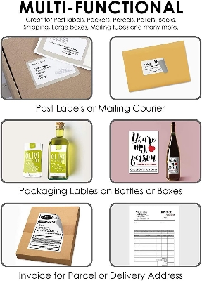 Picture of A4 Sticker Paper, 10 Sheets, White Matte Paper, Self-Adhesive Label, Printing Paper, Sticky Printable Sticker Paper for Inkjet Printer - White