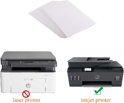 Picture of A4 Sticker Paper, 10 Sheets, White Matte Paper, Self-Adhesive Label, Printing Paper, Sticky Printable Sticker Paper for Inkjet Printer - White