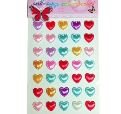 Picture of 30 PCS Crystal Deco Heart Shape Sticker - Multicolor