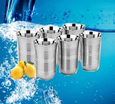 Picture of Heavy Gauze Stainless Steel Glass set ( Pack of 4 ) Glass Set  (360 ml, Steel) - Silver