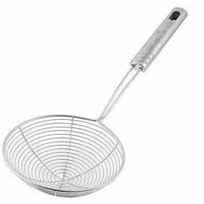 Picture of Stainless Steel Deep Fry Strainer/Oil Strainer for Kitchen Puri Wire Skimmer with Spiral Mesh Strainer  (Steel Pack of 1) - Silver
