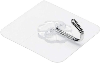 Picture of 6 pcs Transparent Self Adhesive Bathroom Kitchen Door Wall Hooks - Neutral
