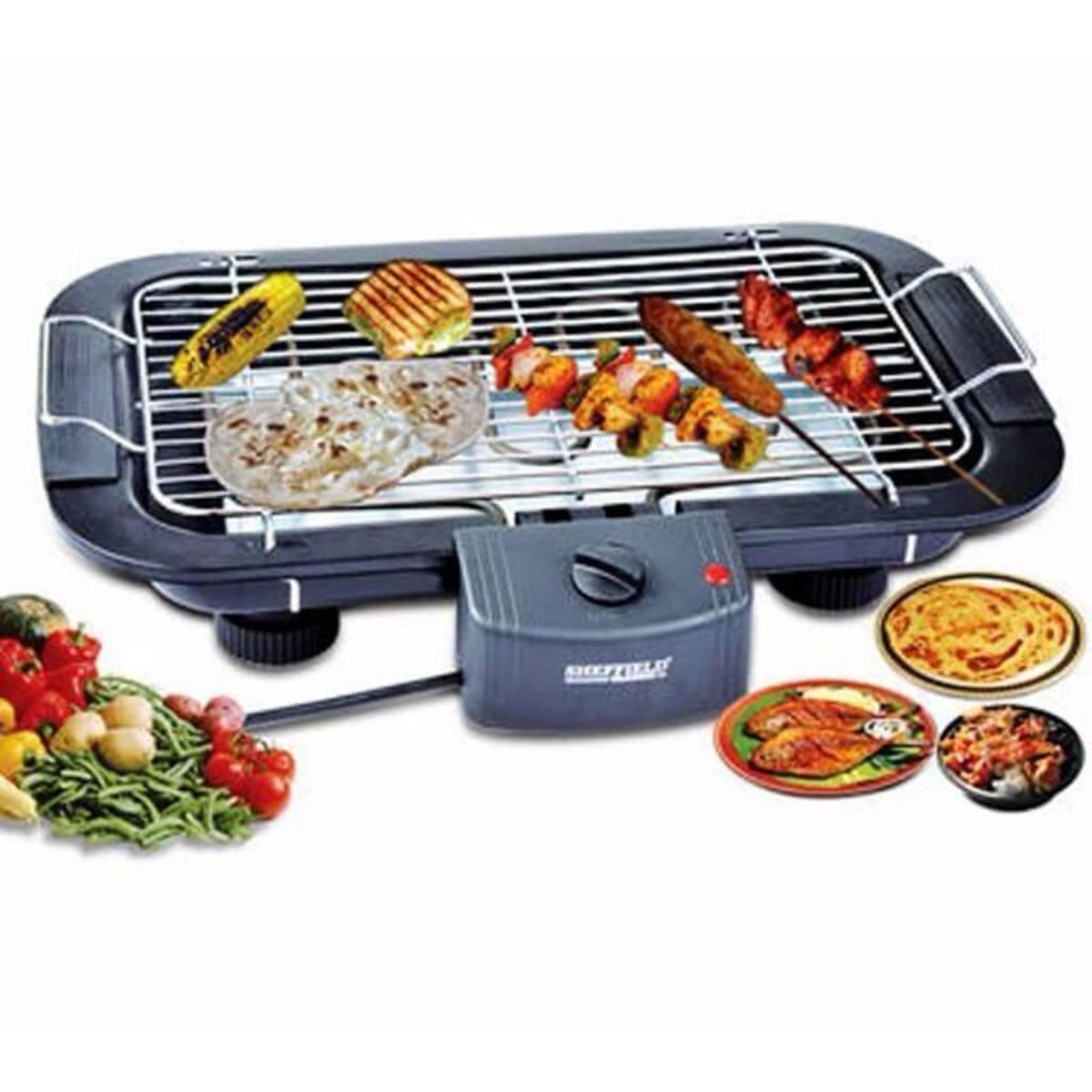 Picture of Electric Barbecue Grill Machine Stainless Steel Smokeless Tandoori Maker - Black