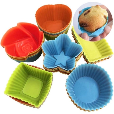 Picture of 6-Piece Silicone Muffin Cupcake Mold Set, High-Quality, Colorful, 7cm, Non-Stick, Baking Tool for Cakes, Pudding, Jelly - Random