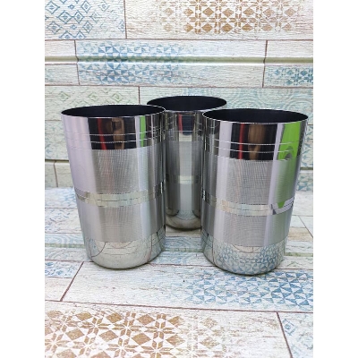 Picture of 1 Pcs Silver Water Glass Round , Silver Stainless Steel Drinking Glass, Mirror Polish. Cd:P00. - Silver