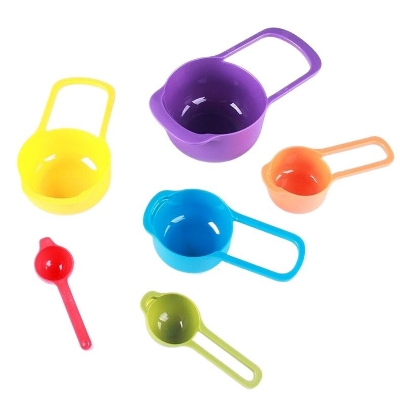 Picture of 6Pcs/Set Measuring Spoons Kitchen Measuring Cup Rainbow Color Stackable Combination Baking Spoon Kitchen Baking Measuring Tools - Random