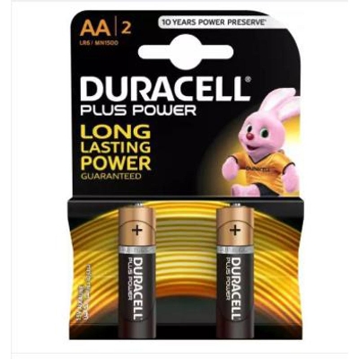 Picture of Duracell Plus Power Type AA Alkaline Battery - 2 Pack - Multicolor