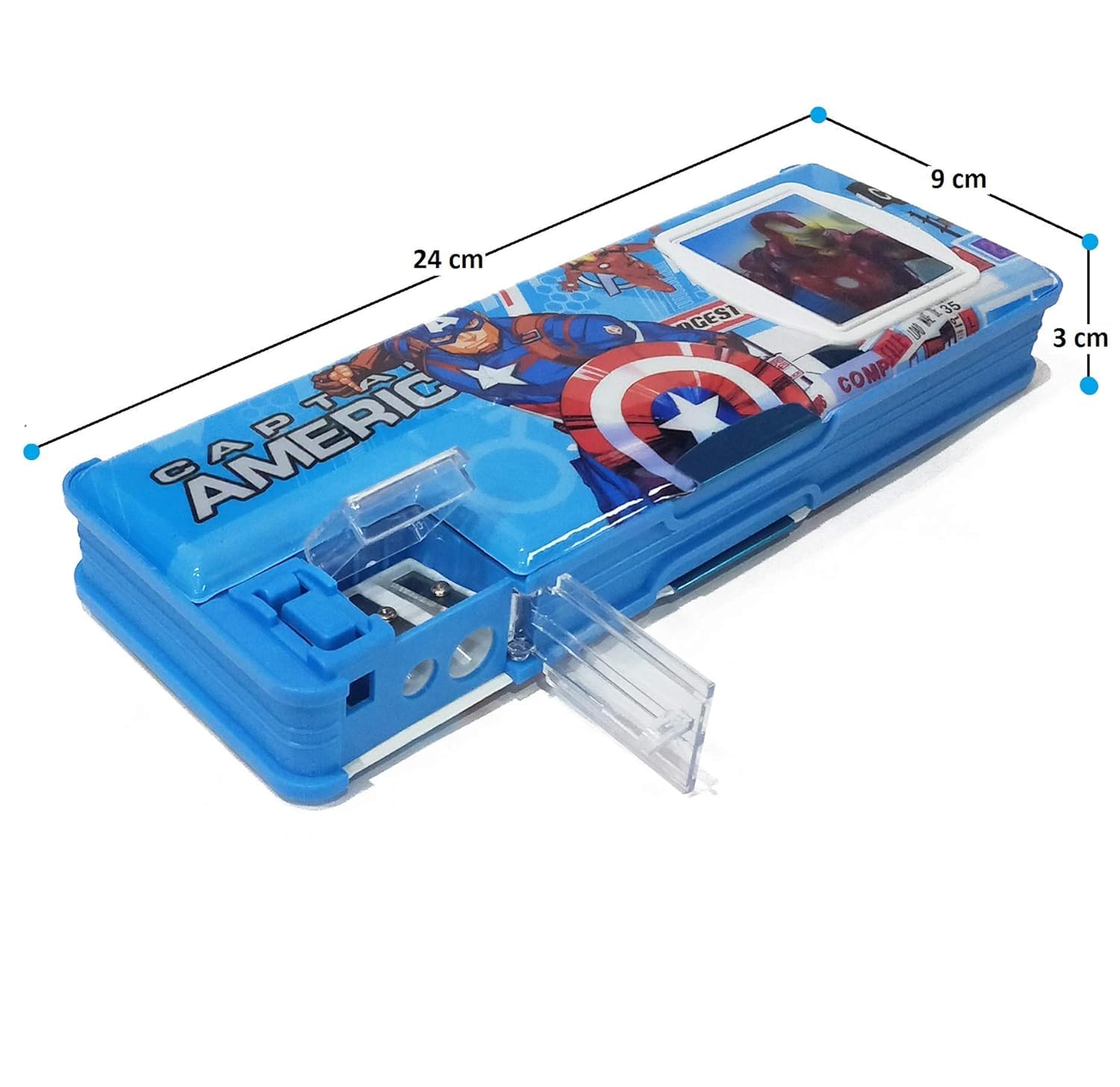 Picture of Calculator Pencil Box Geometry Stationary Box Dual Sharpener Double Sided Art Pencil Box (Multicolor Design) -Pencil Bag - Multicolor