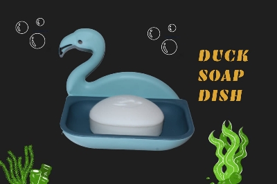 Picture of Flamingo Shape Soap Dish Holder Soap Dish Sponge Holder with Adhesive for Bathroom Shower Kitchen Wall Mounted No Drilling Soap rack - Multicolor