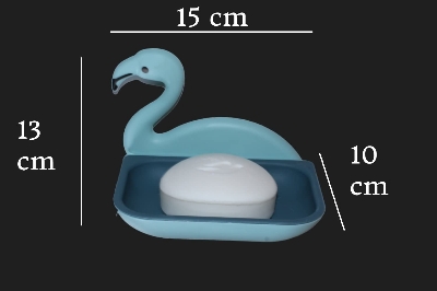 Picture of Flamingo Shape Soap Dish Holder Soap Dish Sponge Holder with Adhesive for Bathroom Shower Kitchen Wall Mounted No Drilling Soap rack - Multicolor