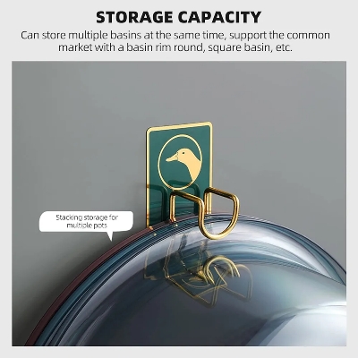 Picture of Multifunction Hook adhesive Bowl Hook Toilet Punch-Free Washbasin Hook Strong Adhesive Hooks Waterproof Wall Hook No Trace in Bathroom Adhesive Hook Kitchen Wall Strong Cutting Board Sticky - Multicolor