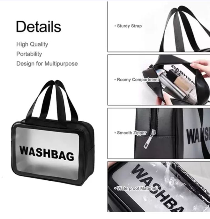 Picture of Clear Toiletry Bag, Wash Make Up Bag PVC Waterproof Zippered Cosmetic Bag, Portable Carry Pouch for Women - Multicolor