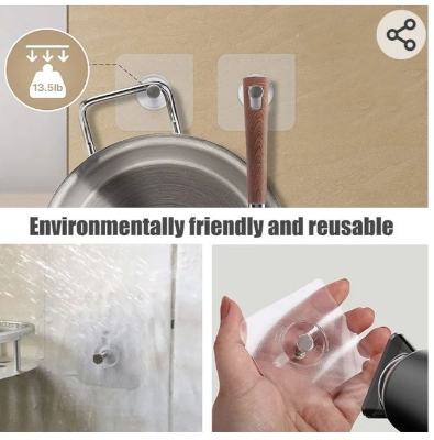 Picture of Picture Hooks Self Adhesive 10 Pieces Picture Hooks no drill for Pictures Posters Photo Decorative - Clear