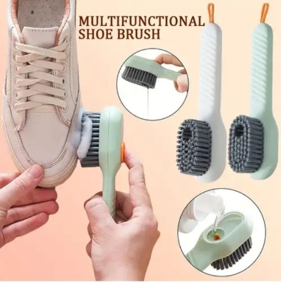 Picture of Multifunctional Liquid Shoe Brush, Liquid Adding Soft Fur Cleaning Brush, Multifunctional Shoe Brush with Liquid Box, Long Handle Automatic Liquid Adding Cleaning Brush - Multicolor