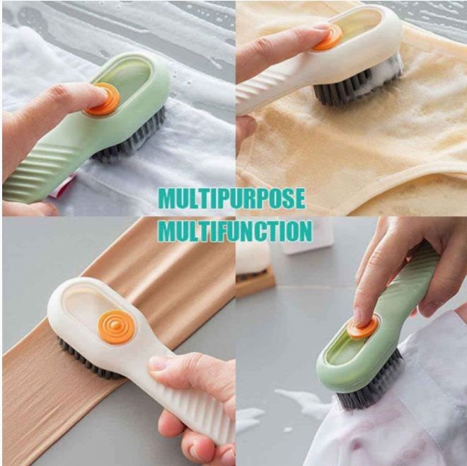 Picture of Multifunctional Liquid Shoe Brush, Liquid Adding Soft Fur Cleaning Brush, Multifunctional Shoe Brush with Liquid Box, Long Handle Automatic Liquid Adding Cleaning Brush - Multicolor