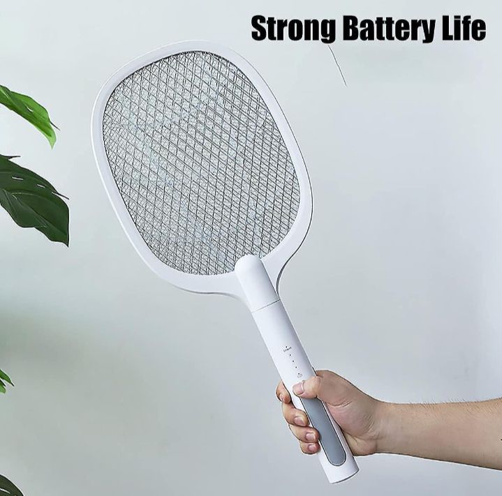 Picture of Rechargeable Wireless Handheld Electric Shock Mosquito Killer/Fly Swatter Racket Bat/Electric Insect Killer with 3-Layer Mesh UV Light Lamp USB Charging Base for Indoor Outdoor - Multicolor