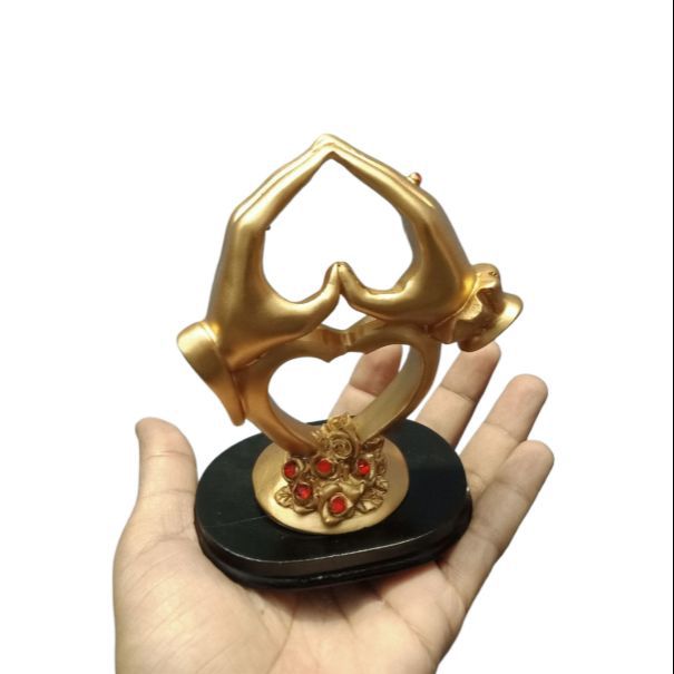 Picture of Heart Sculpture Home Decor, Gold Resin Figurines Shelf Decor Accents, Modern Art Collectibles Ornaments Home Decorations for Living Room,Valentines Day Wedding Anniversary Romantic Gift - Multicolor