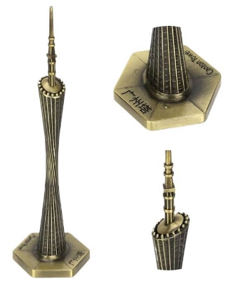 Picture of Canton Tower Model Famous Building Architecture Model Delicate Work Small Waist Vintage Office Home Decor Canton Tower Model, (Bronze) - Brown
