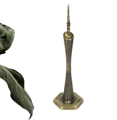 Picture of Canton Tower Model Famous Building Architecture Model Delicate Work Small Waist Vintage Office Home Decor Canton Tower Model, (Bronze) - Brown