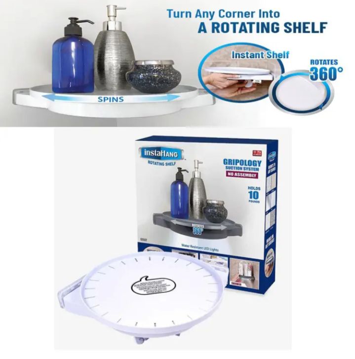 Picture of Rotating Shelf 360 Degree Kitchen Bathroom Wall Shelf

Space Saving, Rotating Corner Shelf Installs Instantly - Off White