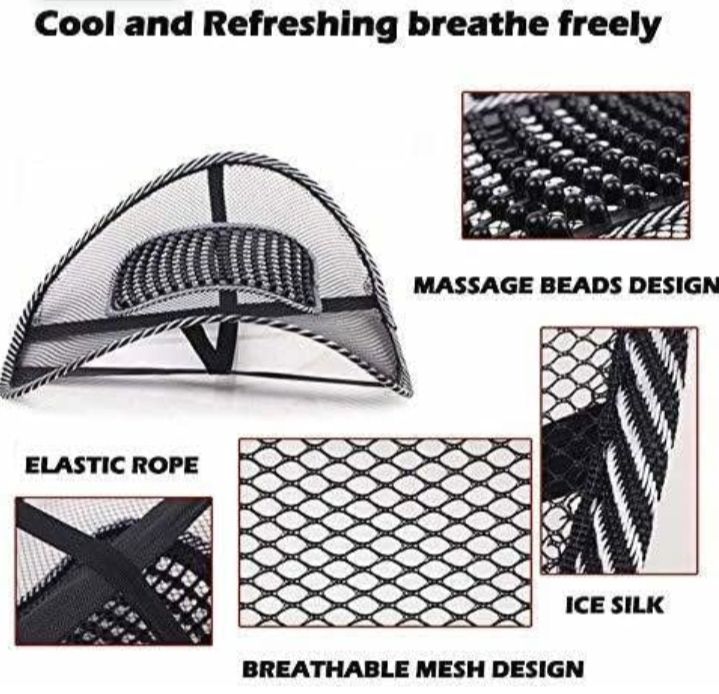 Picture of Buy 1 Get 1 FREE Office chair back support 2 pcs Lumbar Lower Back Support Mesh Cushion - Black