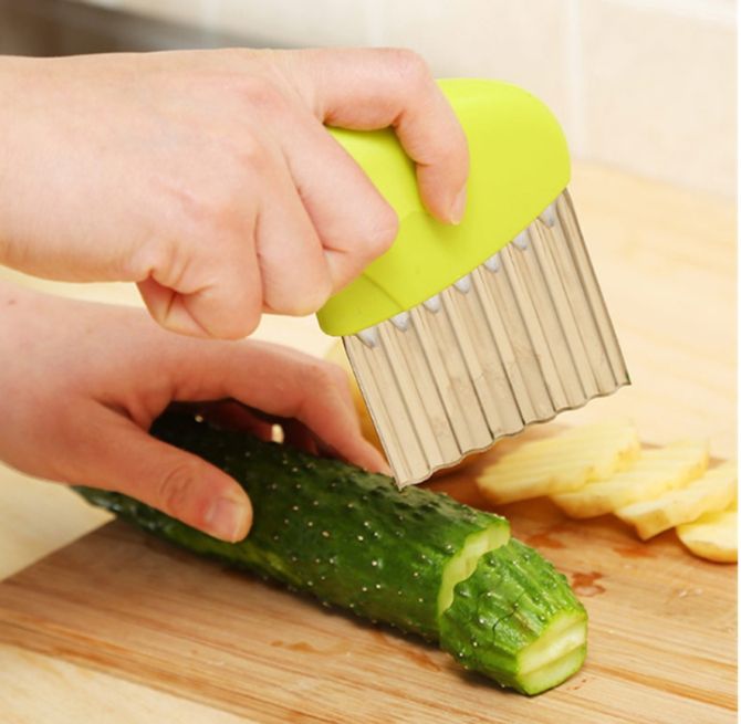 Picture of Stainless Steel French Fries macker/Potato Chips Making Peeler Fruit Vegetable Tool Kitchen Gadgets Accessories - Multicolor