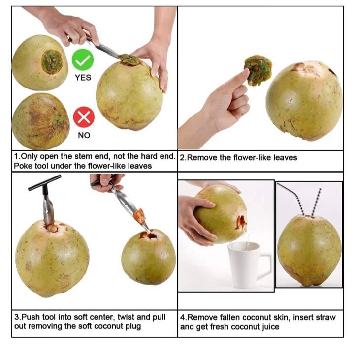 Picture of Stainless Steel Coconut Opener Tool, Coconut Driller, Travel Coconut Opener Machine, Coconut Opener Coconut Water Opener - Silver