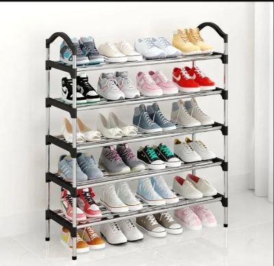 Picture of Stainless steel Folding Shoe Rack Portable Shoe Holder 5 layer Shoe rack - Silver