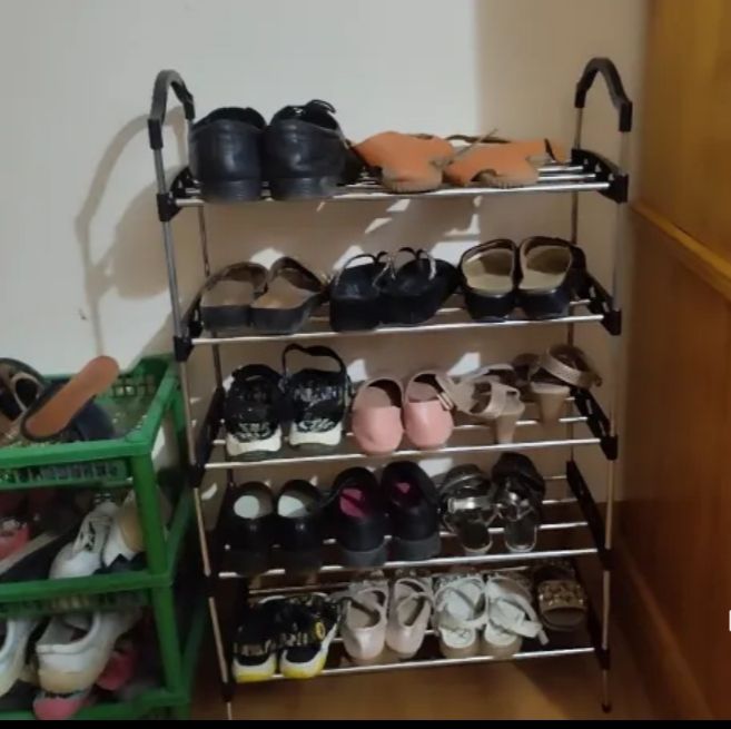 Picture of Stainless steel Folding Shoe Rack Portable Shoe Holder 5 layer Shoe rack - Silver