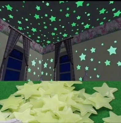 Picture of Star Fluorescent toys 10 Pcs  Radium stickers glows darkness wall decor - Multicolor