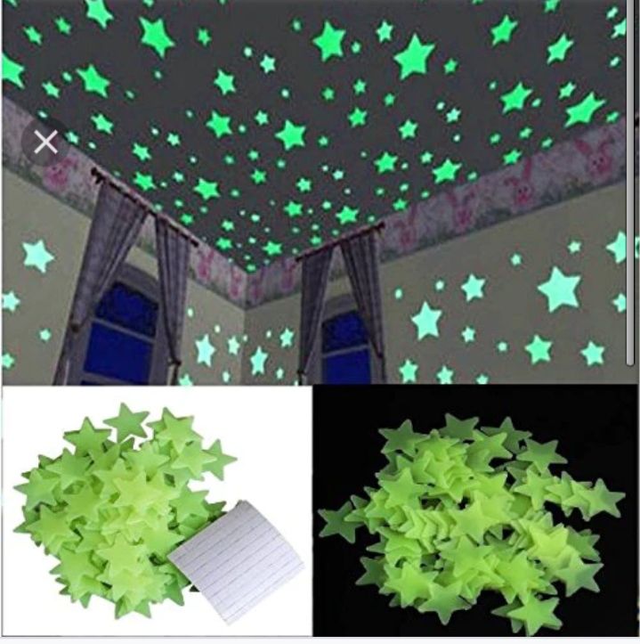 Picture of Star Fluorescent toys 10 Pcs  Radium stickers glows darkness wall decor - Multicolor
