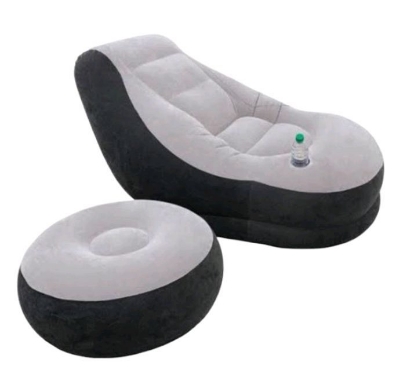 Picture of Inflatable Chair Lounge Air Sofa with Footrest Portable air bed mattress - Grey