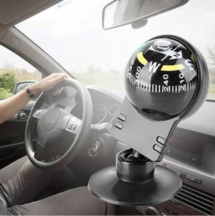 Picture of Car Truck Compass Ball,Adjustable Dash Mount Compass Portable Auto Mini Compass Direction Pointing Guide Ball Car Compass, Navigation Compass, Plastic Direction Pointing for Cycling Hiking Boat Truck - Black