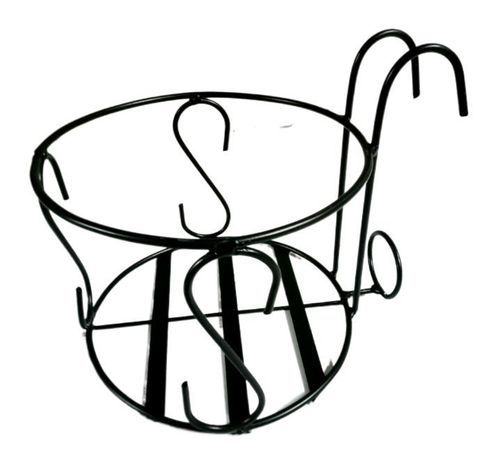 Picture of Hanging Railing Planter Baskets Planter Holder Iron Art Hanging Baskets over the Rail Metal Fence Planters Farmhouse Rustic Hanger - Black