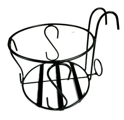 Picture of Hanging Railing Planter Baskets Planter Holder Iron Art Hanging Baskets over the Rail Metal Fence Planters Farmhouse Rustic Hanger - Black