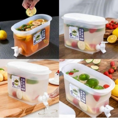 Picture of 1pc Refrigerator Cold Kettle Refrigerator Water Jug Creative Water Jug Water Kettle Fridge Iced Tea Pitcher Lemon Pitcher Cold Water Pot Cold Water Storage Bottle Faucet - White