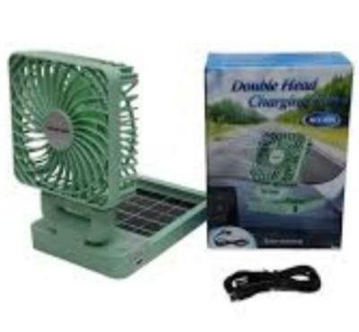 Picture of Solar Rechargeable Car dask fan solar electric doul charge fan with solar panel multicolor - Multicolor