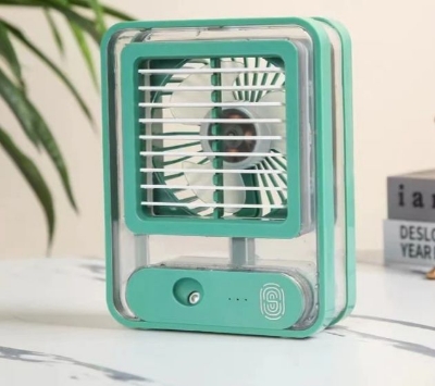 Picture of 500ml water tank portable Cooler fan Desk Misting Fan, Quiet Table Water Mist Fan Lightweight 3 Speed with Night Light for Office for Travel (Green) - Multicolor