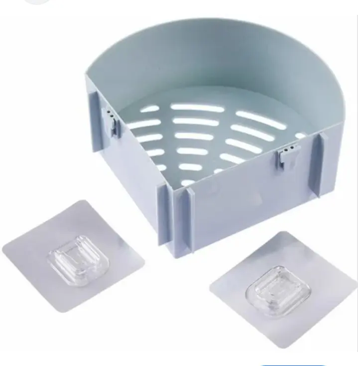 Picture of Kitchen Bathroom Corner Rack Wall Holder Storage Rack Corner Shelves, Self adhesive Corner Shelf for Bathroom, Plastic Bathroom Shelf Bathroom Shelves 1 Pcs Corner - Multicolor