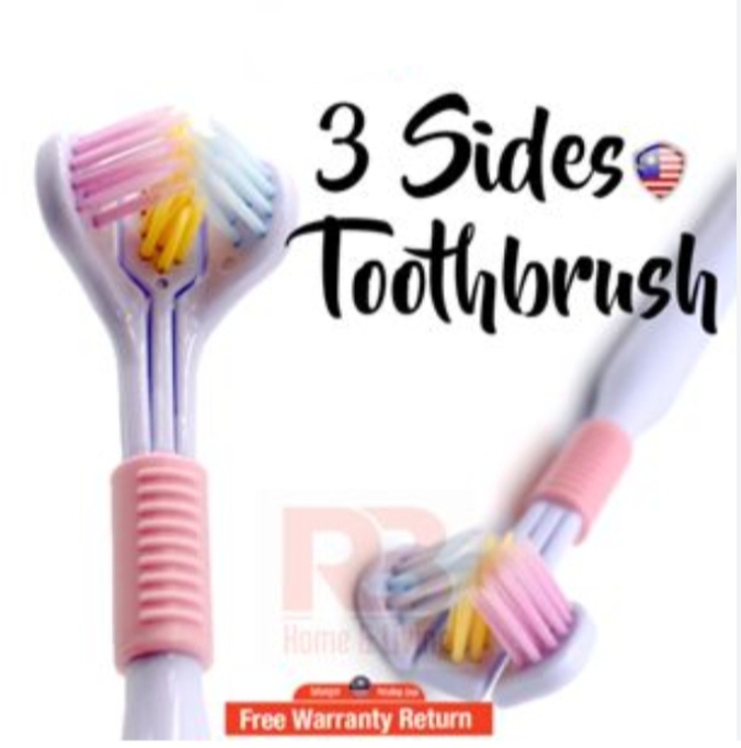Picture of Three-Sided Toothbrush  Pcs PBT Ultra Fine Soft Hair Adult Toothbrushes Tongue Scraper Deep Cleaning Oral Care Teeth Brush - Multicolor
