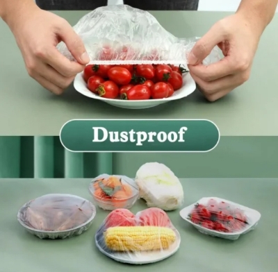 Picture of 50 Pcs Food Cover Plastic Sheets Reusable Plastic Wrap For Kitchen Cling Film Cover Household Refrigerator Food Fruit Preservation Cover Dust proof Cover Fresh keeping Kitchen Accessories - Clear