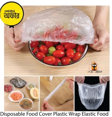 Picture of 50 Pcs Food Cover Plastic Sheets Reusable Plastic Wrap For Kitchen Cling Film Cover Household Refrigerator Food Fruit Preservation Cover Dust proof Cover Fresh keeping Kitchen Accessories - Clear