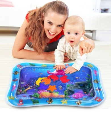Picture of Inflatable water Play Mat Premium Baby Water Mat for Infants Toddlers is Neutral Funny Play Activity Center for Stimulation Growth Sensory Development as Baby Girl Boy Toys - Blue