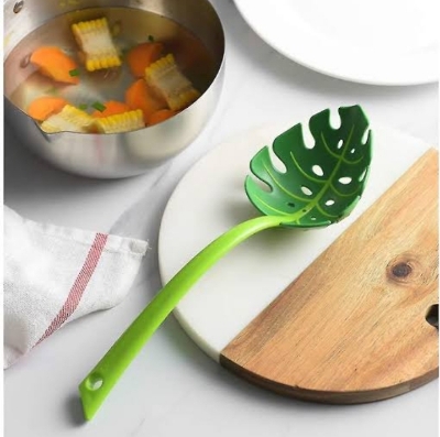 Picture of 1 Pcs Creative Green Leaf Cooking Shovels Vegetable Strainer Scoop Noodles Forks Cooking Shovels Kitchen Vegetable Tool - Green