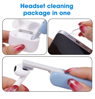 Picture of 4 in 1 Computer Mobile Phone Cleaner Brush Electronics Clean Kit Portable Cleaning Tools for Monitor Earbuds Phone Laptop Earphone - Blue